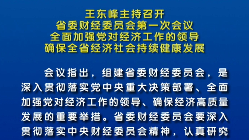 【視頻】王東峰主持召開(kāi)省委財(cái)經(jīng)委員會(huì)第一次會(huì)議