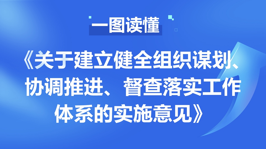 一圖讀懂《關(guān)于建立健全組織謀劃、協(xié)調(diào)推進(jìn)、督查落實(shí)工作體系的實(shí)施意見》